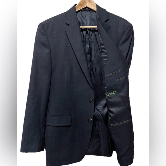 Lauren Ralph Lauren Other - Polo Lauren Ralph Lauren 40R Blue Windowpane Plaid Wool Sport Coat Single Vent